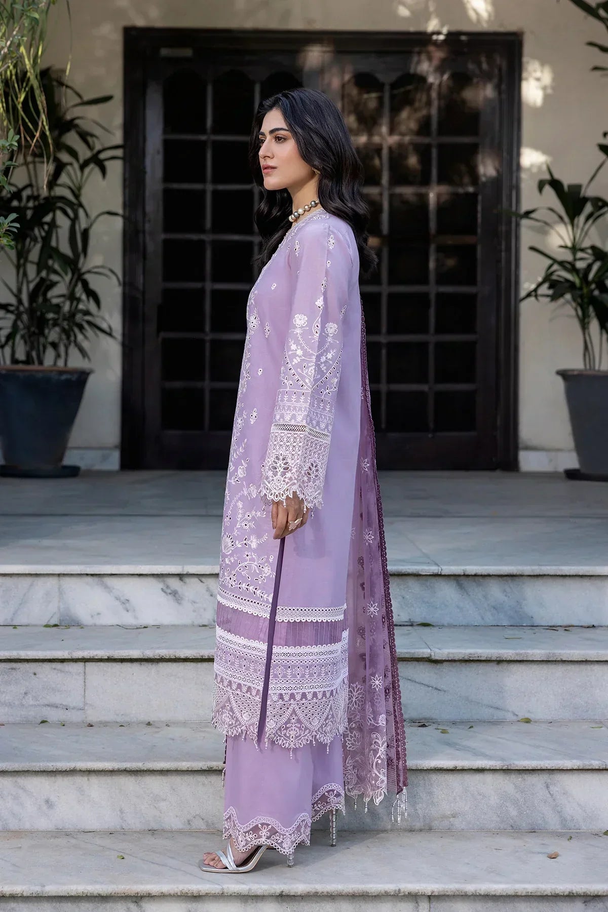 Farasha | Bahaar Embroidered Lawn | Lilac Florine -  Farasha Luxury - Original Designer Dress - House of Maryam