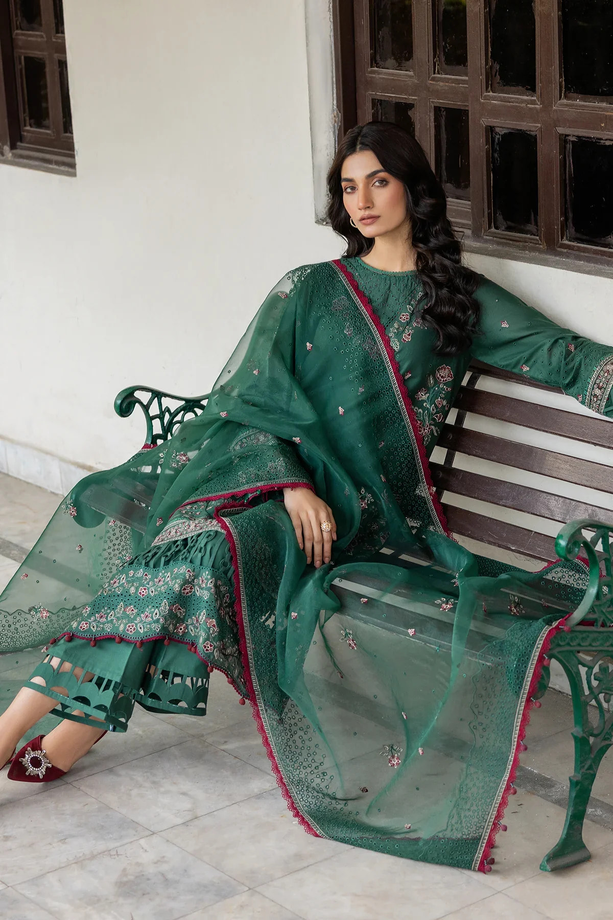 Farasha | Bahaar Embroidered Lawn | Azure Grace -  Farasha Luxury - Original Designer Dress - House of Maryam