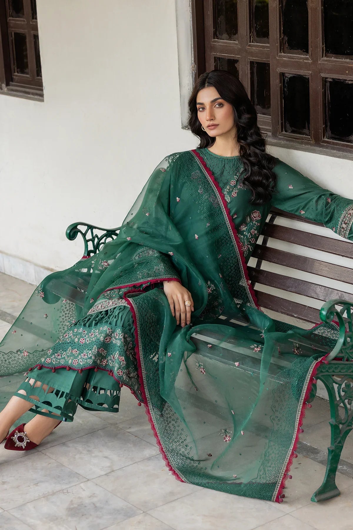 Farasha | Bahaar Embroidered Lawn | Azure Grace by Farasha - House of Maryam