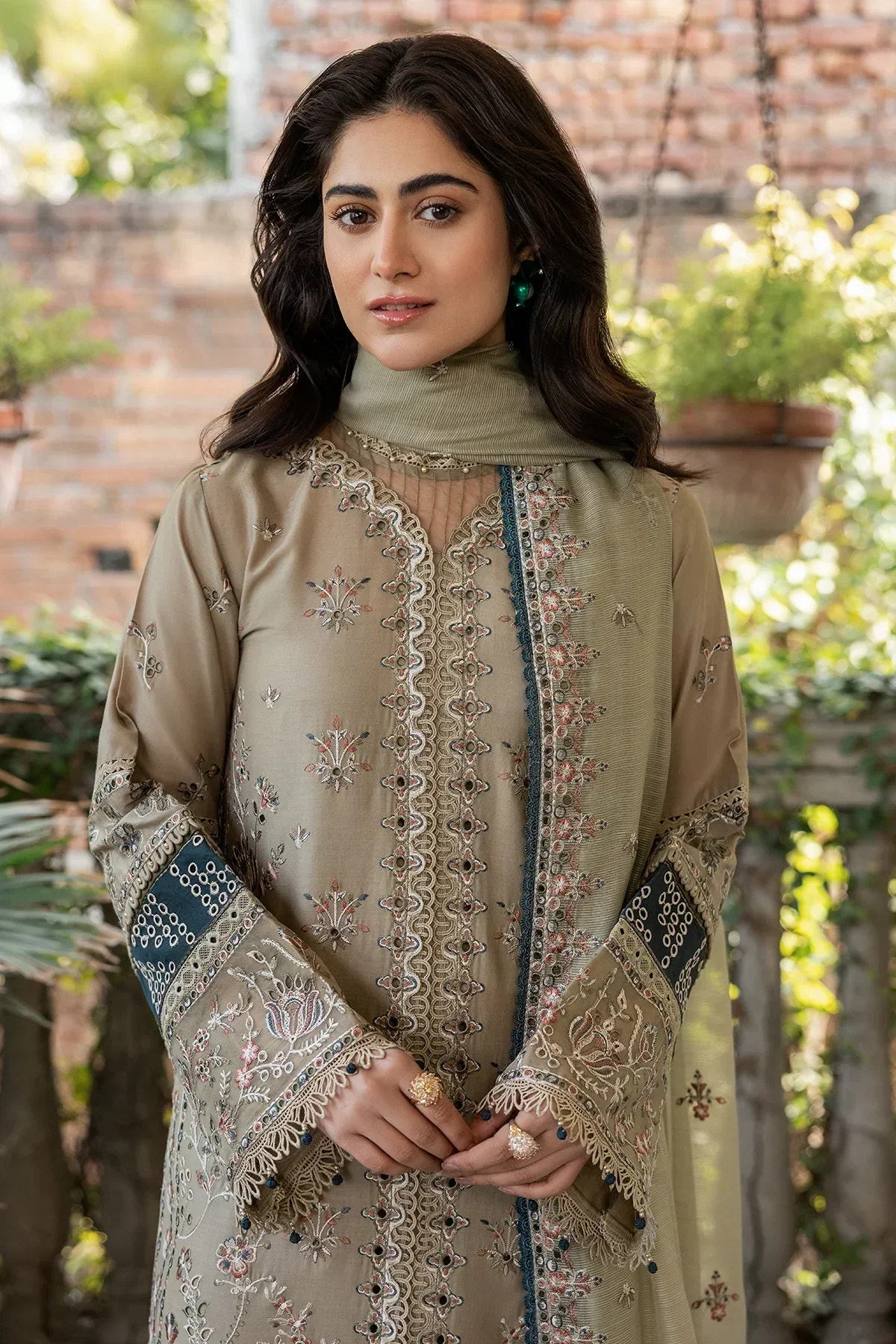 Farasha | Bahaar Embroidered Lawn | Whimsical Sage -  Farasha Luxury - Original Designer Dress - House of Maryam
