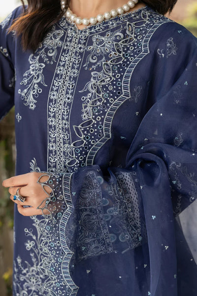Farasha | Bahaar Embroidered Lawn | Blue Ochre -  Farasha Luxury - Original Designer Dress - House of Maryam