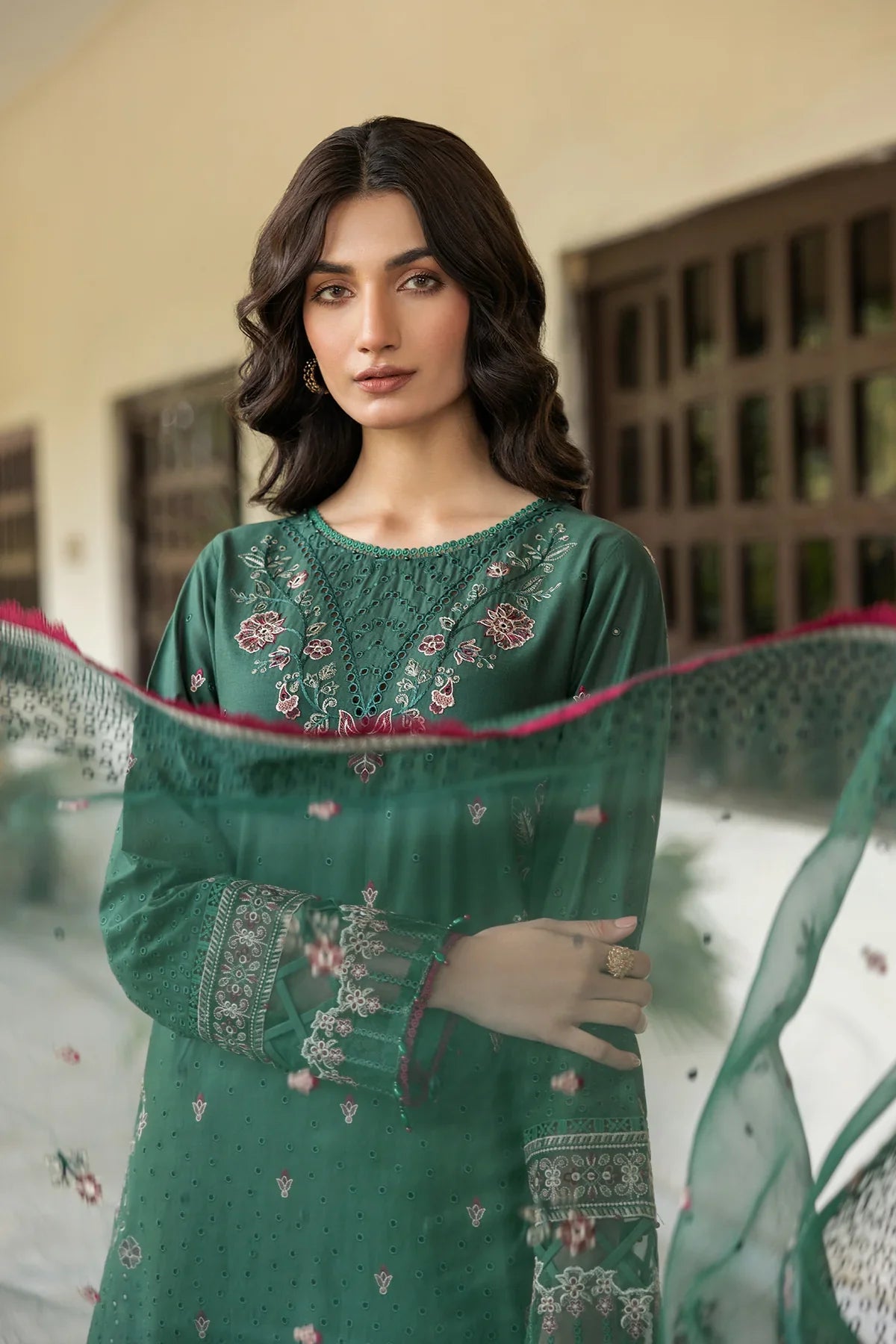 Farasha | Bahaar Embroidered Lawn | Azure Grace by Farasha - House of Maryam