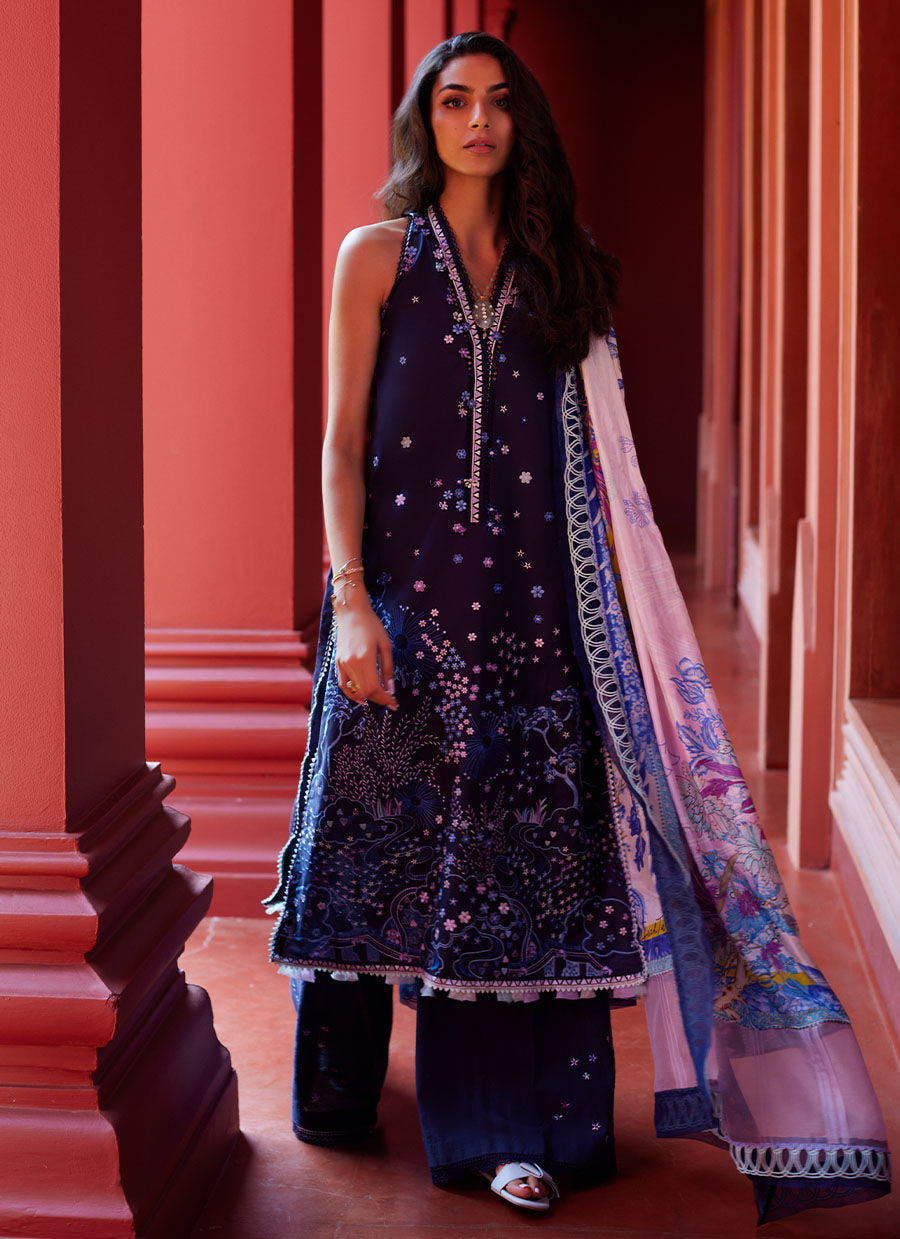 Farah Talib Aziz | Suay Lawn 24 | IZEA BLUE -  Farah Talib Aziz Luxury - Original Designer Dress - House of Maryam
