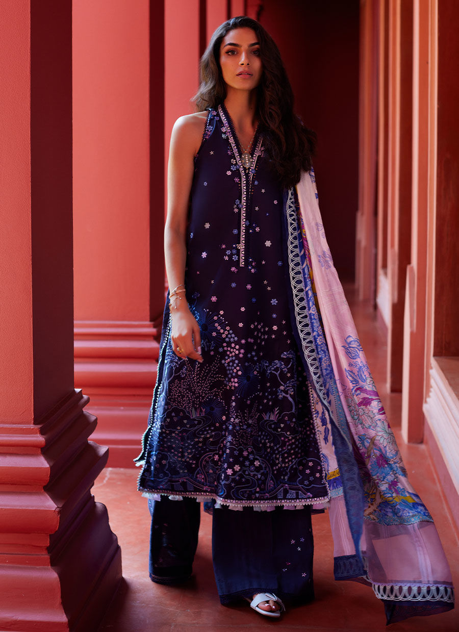 Farah Talib Aziz | Suay Lawn 24 | IZEA BLUE -  Farah Talib Aziz Luxury - Original Designer Dress - House of Maryam