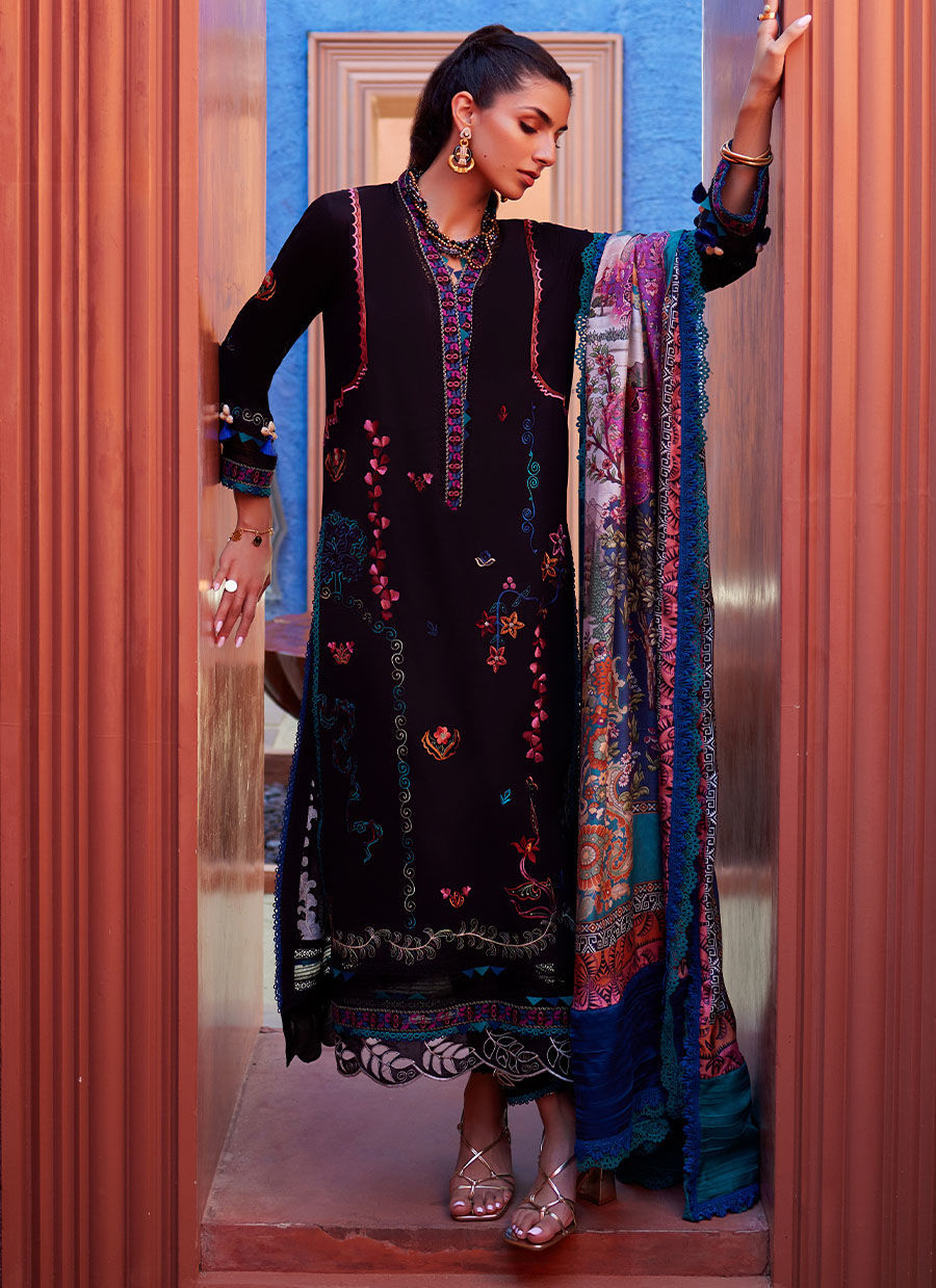 Farah Talib Aziz | Suay Lawn 24 | ILARIA BLACK by Designer Farah Talib Aziz - House of Maryam - Pakistani Designer Ethnic Wear in {{ shop.shopifyCountryName }}