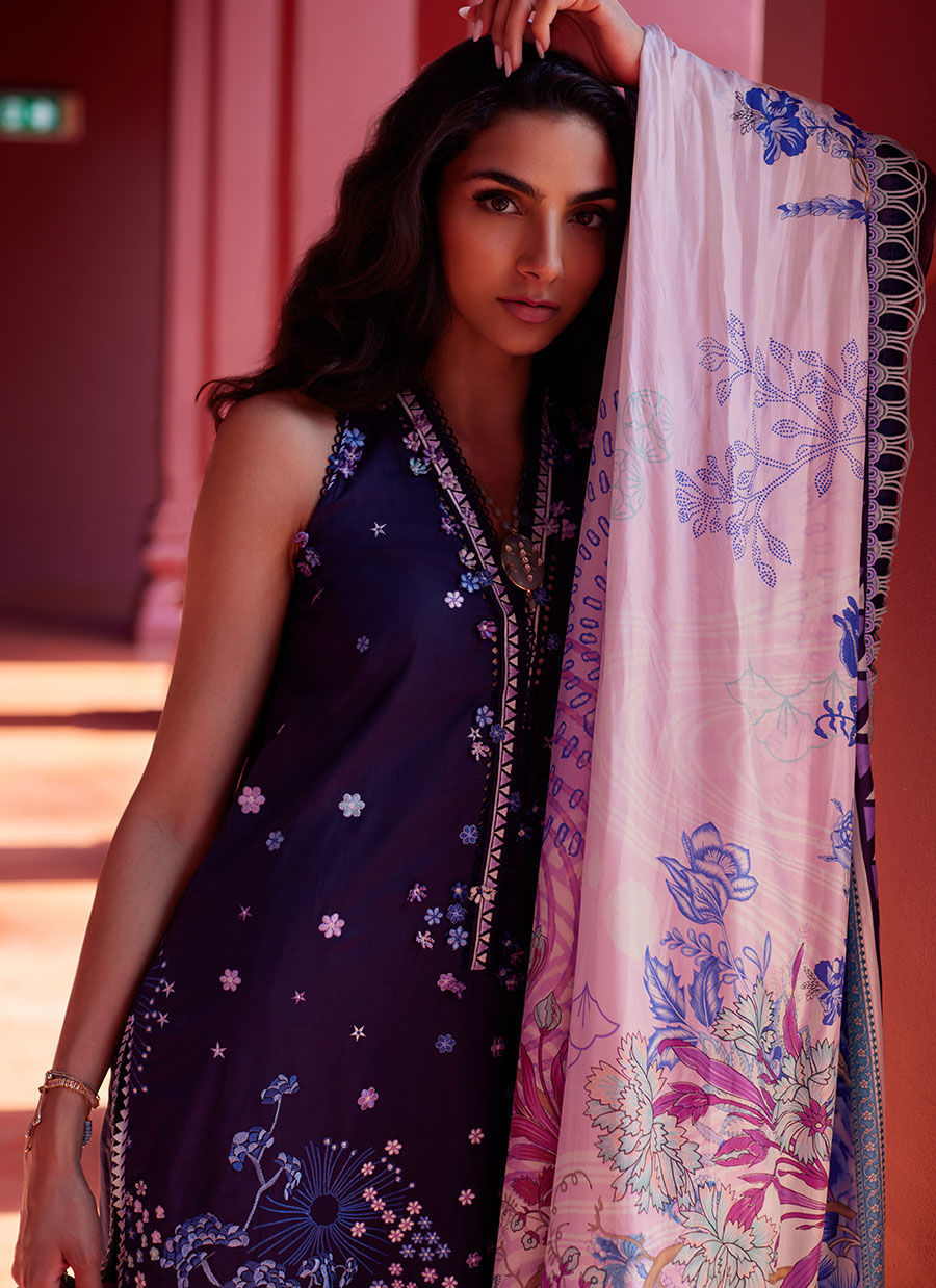 Farah Talib Aziz | Suay Lawn 24 | IZEA BLUE -  Farah Talib Aziz Luxury - Original Designer Dress - House of Maryam