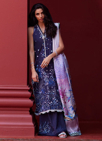 Farah Talib Aziz | Suay Lawn 24 | IZEA BLUE -  Farah Talib Aziz Luxury - Original Designer Dress - House of Maryam
