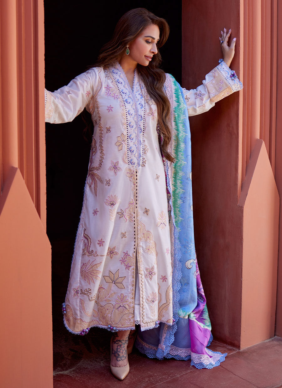 Farah Talib Aziz | Suay Lawn 24 | MIWA IVORY by Designer Farah Talib Aziz - House of Maryam - Pakistani Designer Ethnic Wear in {{ shop.shopifyCountryName }}