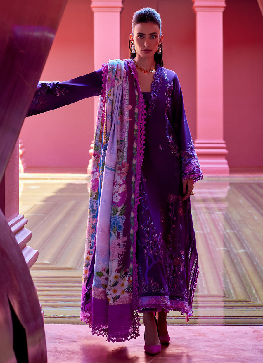 Farah Talib Aziz | Suay Lawn 24 | YURI PURPLE by Designer Farah Talib Aziz - House of Maryam - Pakistani Designer Ethnic Wear in {{ shop.shopifyCountryName }}