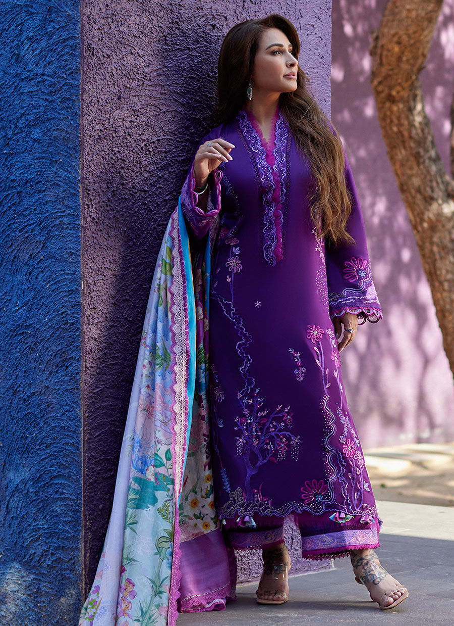 Farah Talib Aziz | Suay Lawn 24 | YURI PURPLE by Designer Farah Talib Aziz - House of Maryam - Pakistani Designer Ethnic Wear in {{ shop.shopifyCountryName }}