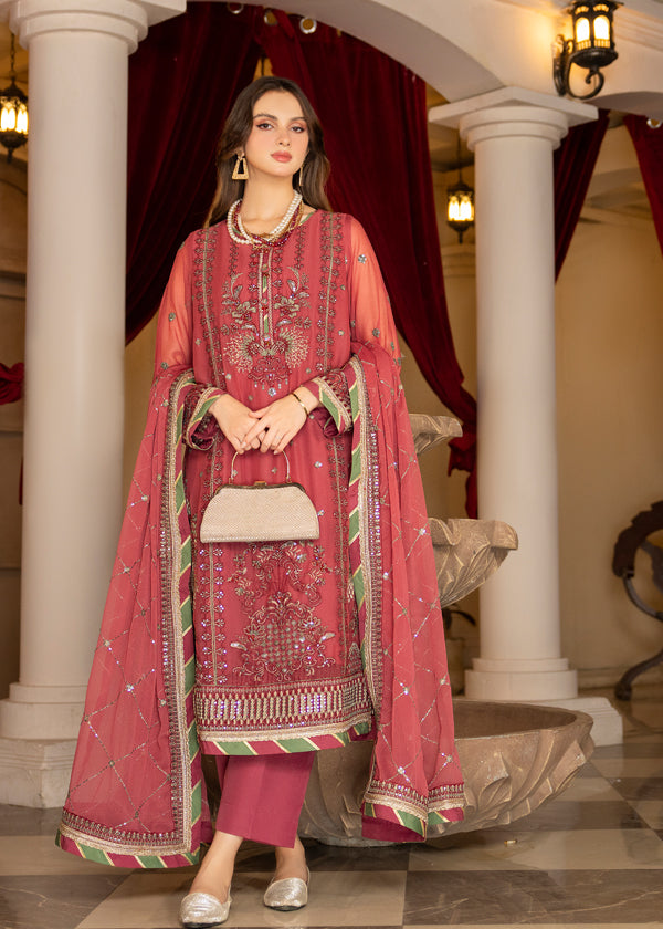 Strawberry | Rimjhim Chiffon Collection | FLS-RJ-003 -  Strawberry Formal - Original Designer Dress - House of Maryam