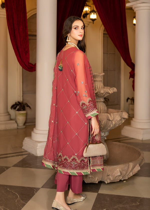 Strawberry | Rimjhim Chiffon Collection | FLS-RJ-003 -  Strawberry Formal - Original Designer Dress - House of Maryam