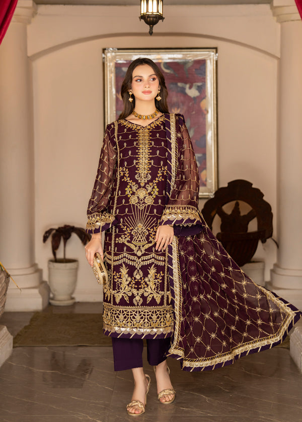 Strawberry | Rimjhim Chiffon Collection | FLS-RJ-004 by Designer Strawberry - House of Maryam - Pakistani Designer Ethnic Wear in {{ shop.shopifyCountryName }}