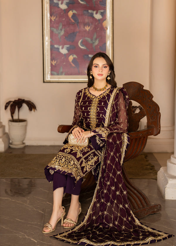 Strawberry | Rimjhim Chiffon Collection | FLS-RJ-004 by Designer Strawberry - House of Maryam - Pakistani Designer Ethnic Wear in {{ shop.shopifyCountryName }}