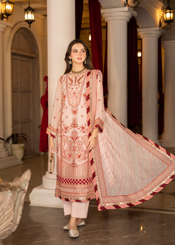 Strawberry | Rimjhim Chiffon Collection | FLS-RJ-006 -  Strawberry Formal - Original Designer Dress - House of Maryam