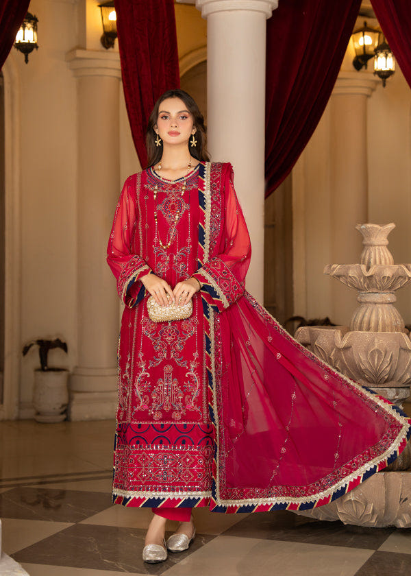 Strawberry | Rimjhim Chiffon Collection | FLS-RJ-007 -  Strawberry Formal - Original Designer Dress - House of Maryam