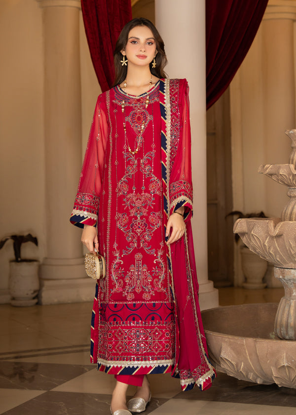 Strawberry | Rimjhim Chiffon Collection | FLS-RJ-007 -  Strawberry Formal - Original Designer Dress - House of Maryam