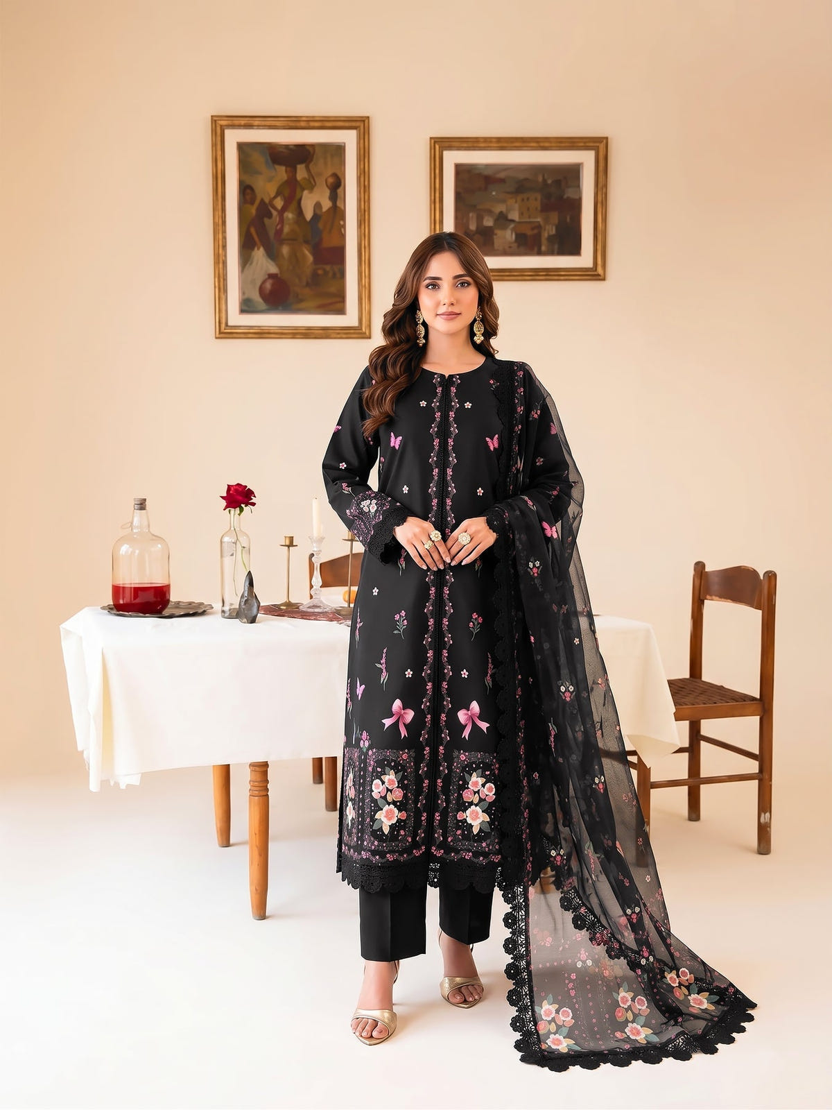 Faiza Faisal | FNF Printed Lawn | FLORAL NOIR