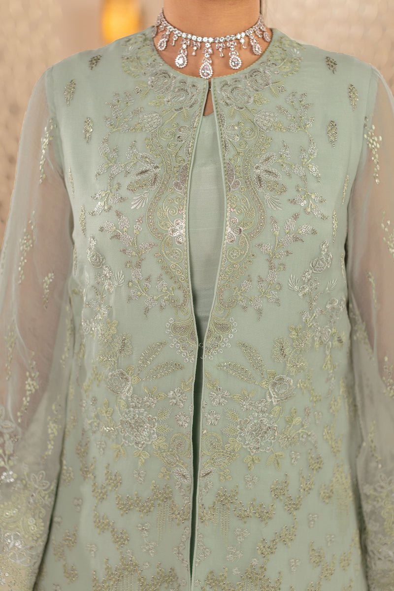 Flossie | Zeenat Formals | ZE-101 B-Brand:Flossie-Type:Ladies Clothes-Mint-Chiffon-House of Maryam- Buy in UK, USA