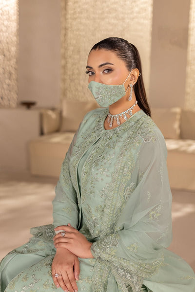 Flossie | Zeenat Formals | ZE-101 B-Brand:Flossie-Type:Ladies Clothes-Mint-Chiffon-House of Maryam- Buy in UK, USA