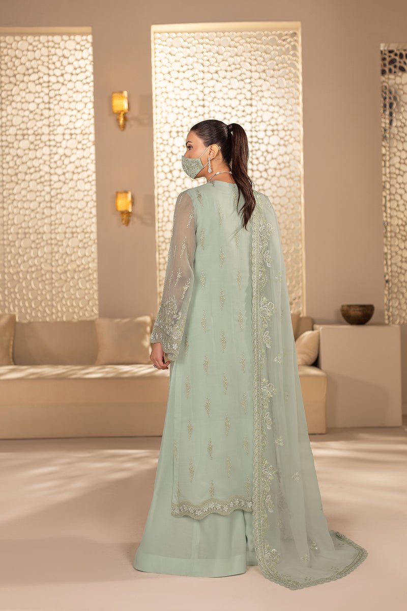 Flossie | Zeenat Formals | ZE-101 B-Brand:Flossie-Type:Ladies Clothes-Mint-Chiffon-House of Maryam- Buy in UK, USA