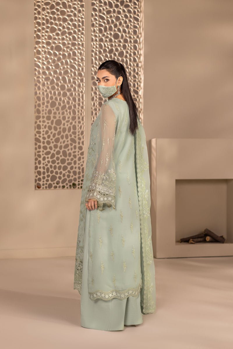 Flossie | Zeenat Formals | ZE-101-Brand:Flossie-Type:Ladies Clothes-Mint-Chiffon-House of Maryam- Buy in UK, USA