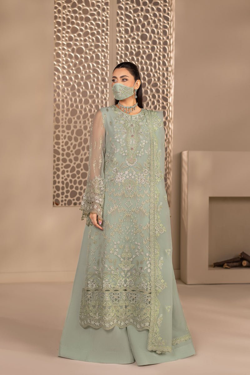 Flossie | Zeenat Formals | ZE-101-Brand:Flossie-Type:Ladies Clothes-Mint-Chiffon-House of Maryam- Buy in UK, USA