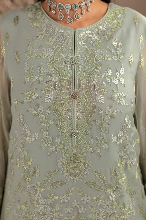 Flossie | Zeenat Formals | ZE-101-Brand:Flossie-Type:Ladies Clothes-Mint-Chiffon-House of Maryam- Buy in UK, USA