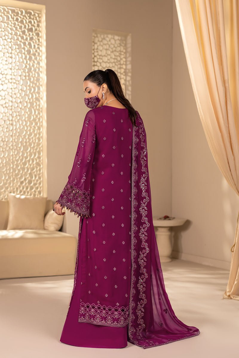Flossie | Zeenat Formals | ZE-102-Brand:Flossie-Type:Ladies Clothes-Wine-Chiffon-House of Maryam- Buy in UK, USA