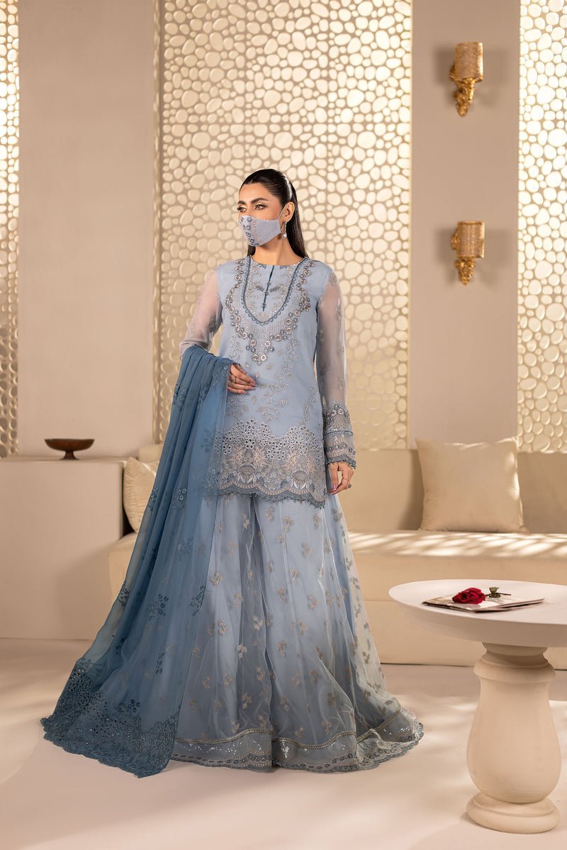 Flossie | Zeenat Formals | ZE-103 B-Brand:Flossie-Type:Ladies Clothes-Gray-Chiffon-House of Maryam- Buy in UK, USA