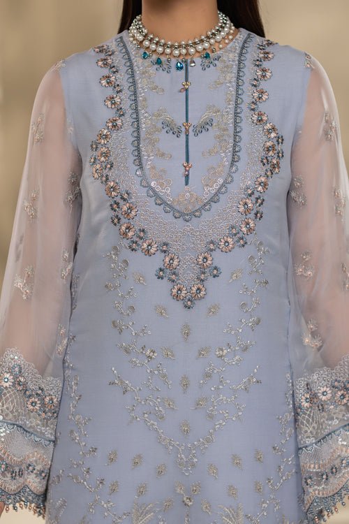 Flossie | Zeenat Formals | ZE-103-Brand:Flossie-Type:Ladies Clothes-Gray-Chiffon-House of Maryam- Buy in UK, USA
