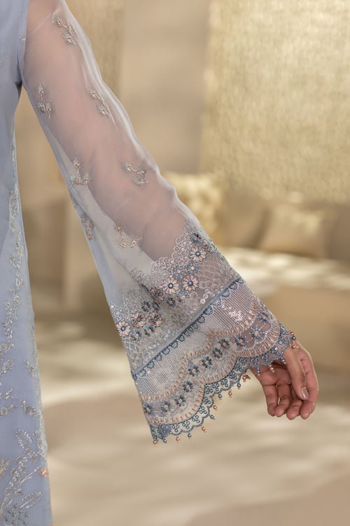 Flossie | Zeenat Formals | ZE-103-Brand:Flossie-Type:Ladies Clothes-Gray-Chiffon-House of Maryam- Buy in UK, USA