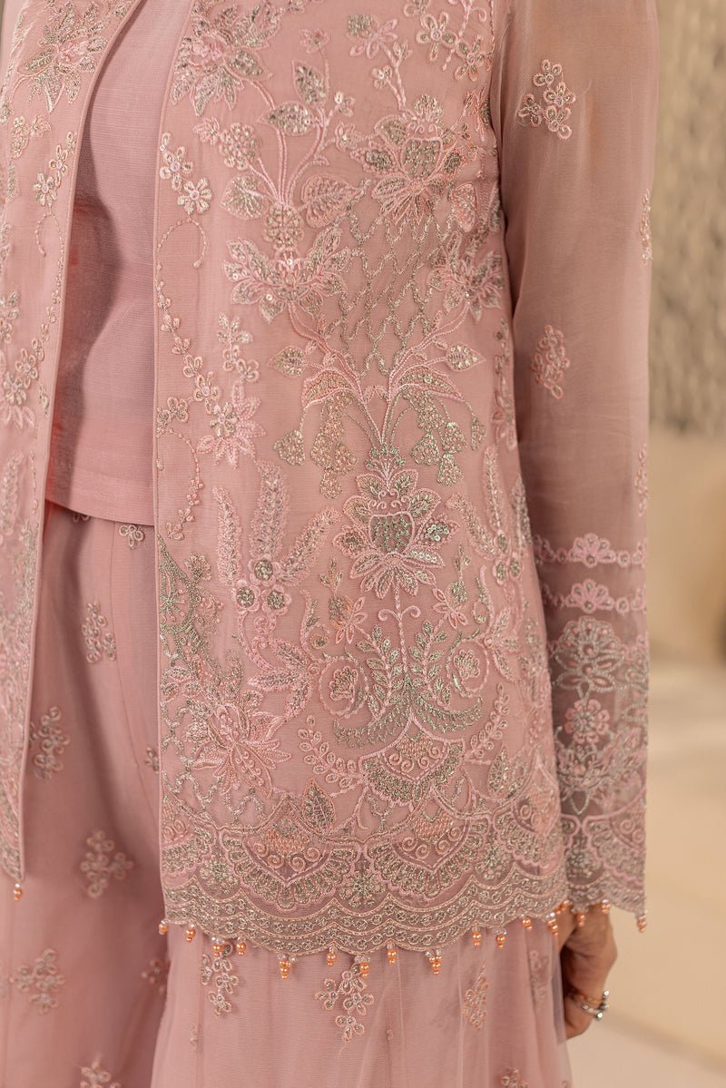 Flossie | Zeenat Formals | ZE-105 B-Brand:Flossie-Type:Ladies Clothes-Blush Pink-Chiffon-House of Maryam- Buy in UK, USA