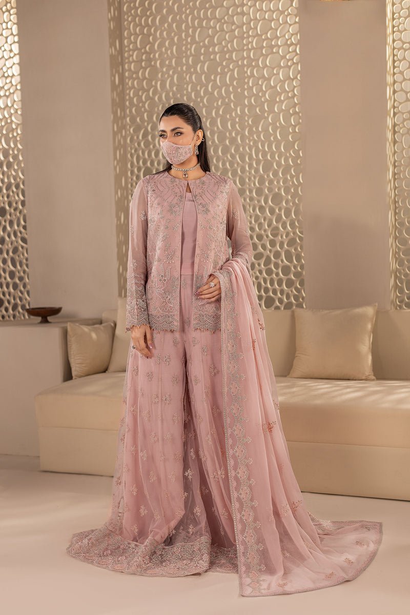 Flossie | Zeenat Formals | ZE-105 B-Brand:Flossie-Type:Ladies Clothes-Blush Pink-Chiffon-House of Maryam- Buy in UK, USA