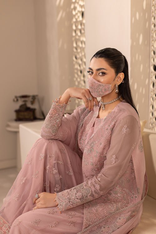 Flossie | Zeenat Formals | ZE-105 B-Brand:Flossie-Type:Ladies Clothes-Blush Pink-Chiffon-House of Maryam- Buy in UK, USA