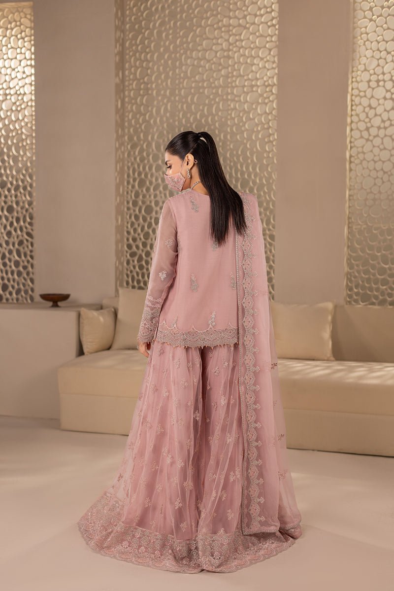 Flossie | Zeenat Formals | ZE-105 B-Brand:Flossie-Type:Ladies Clothes-Blush Pink-Chiffon-House of Maryam- Buy in UK, USA