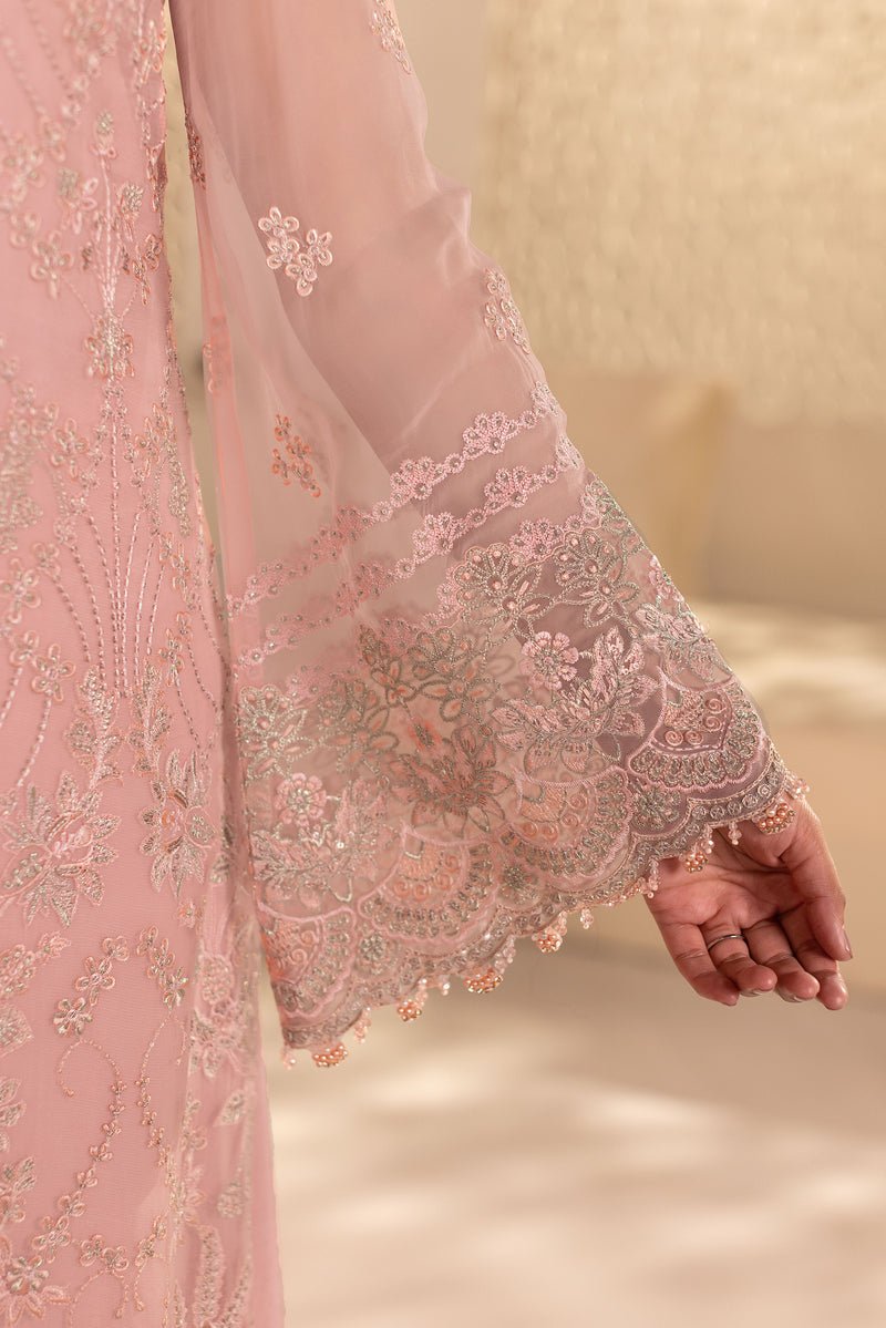 Flossie | Zeenat Formals | ZE-105-Brand:Flossie-Type:Ladies Clothes-Soft Pink-Chiffon-House of Maryam- Buy in UK, USA