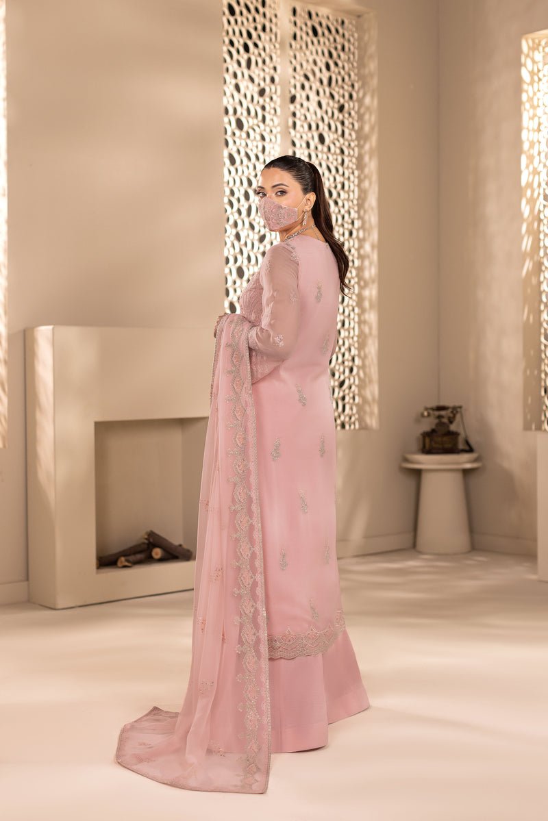 Flossie | Zeenat Formals | ZE-105-Brand:Flossie-Type:Ladies Clothes-Soft Pink-Chiffon-House of Maryam- Buy in UK, USA