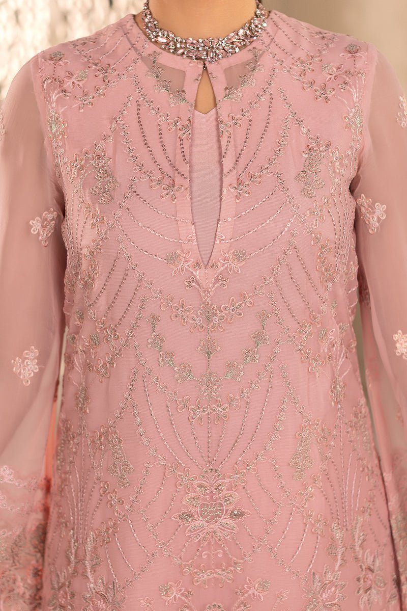 Flossie | Zeenat Formals | ZE-105-Brand:Flossie-Type:Ladies Clothes-Soft Pink-Chiffon-House of Maryam- Buy in UK, USA