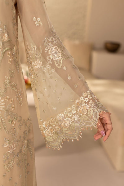 Flossie | Zeenat Formals | ZE-107-Brand:Flossie-Type:Ladies Clothes-Beige-Chiffon-House of Maryam- Buy in UK, USA