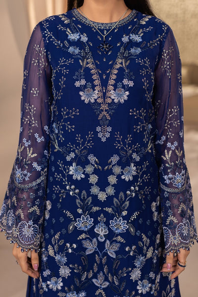 Flossie | Zeenat Formals | ZE-108-Brand:Flossie-Type:Ladies Clothes-Navy-Chiffon-House of Maryam- Buy in UK, USA