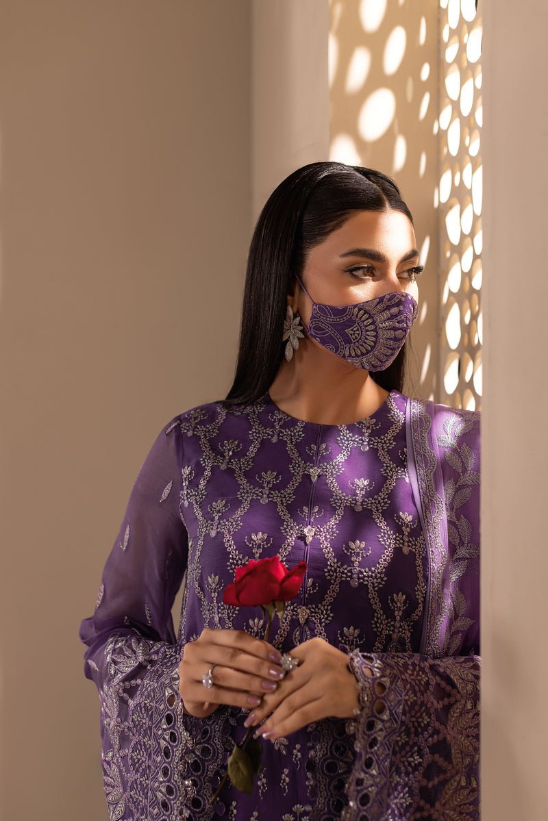 Flossie | Zeenat Formals | ZE-109-Brand:Flossie-Type:Ladies Clothes-Purple-Chiffon-House of Maryam- Buy in UK, USA