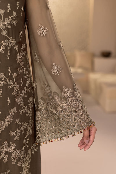 Flossie | Zeenat Formals | ZE-110-Brand:Flossie-Type:Ladies Clothes-Dull Brown-Chiffon-House of Maryam- Buy in UK, USA