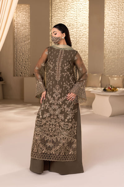 Flossie | Zeenat Formals | ZE-110-Brand:Flossie-Type:Ladies Clothes-Dull Brown-Chiffon-House of Maryam- Buy in UK, USA
