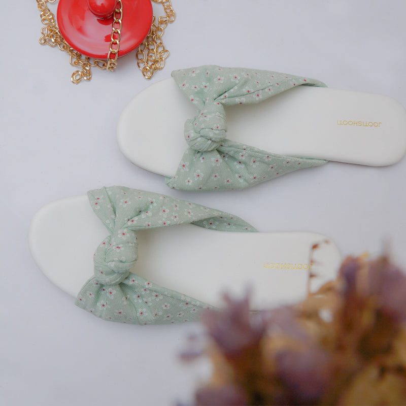 Garden Bow Slides by Designer House of Maryam - House of Maryam - Pakistani Designer Ethnic Wear in {{ shop.shopifyCountryName }}