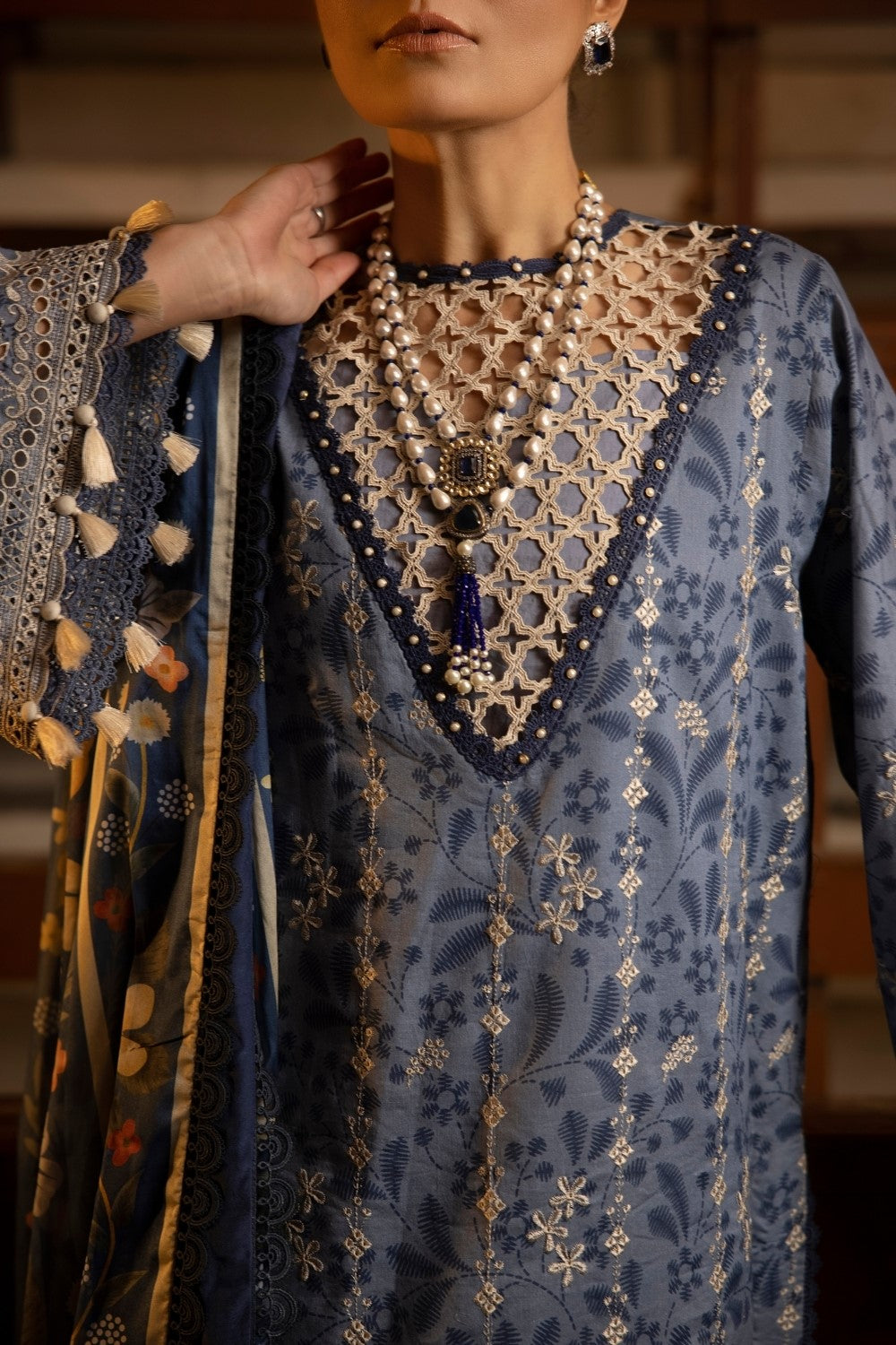 Ittehad | Embroidered Lawn | I-15 -  Ittehad Luxury - Original Designer Dress - House of Maryam
