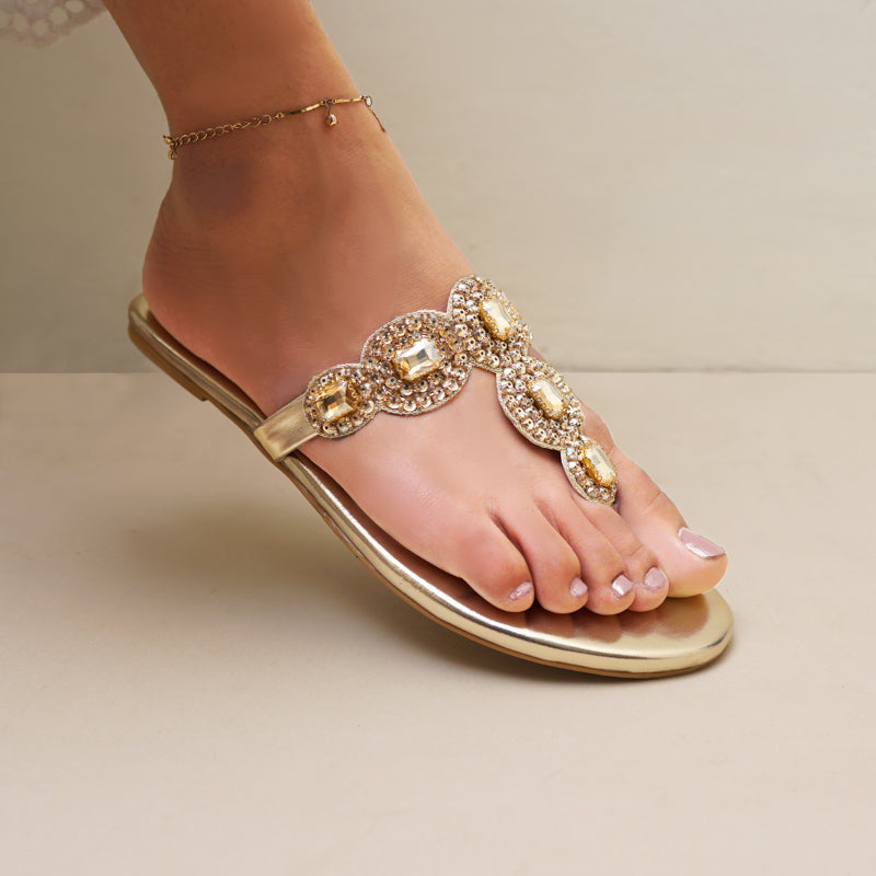 Selena Gold Slides by House of Maryam - House of Maryam