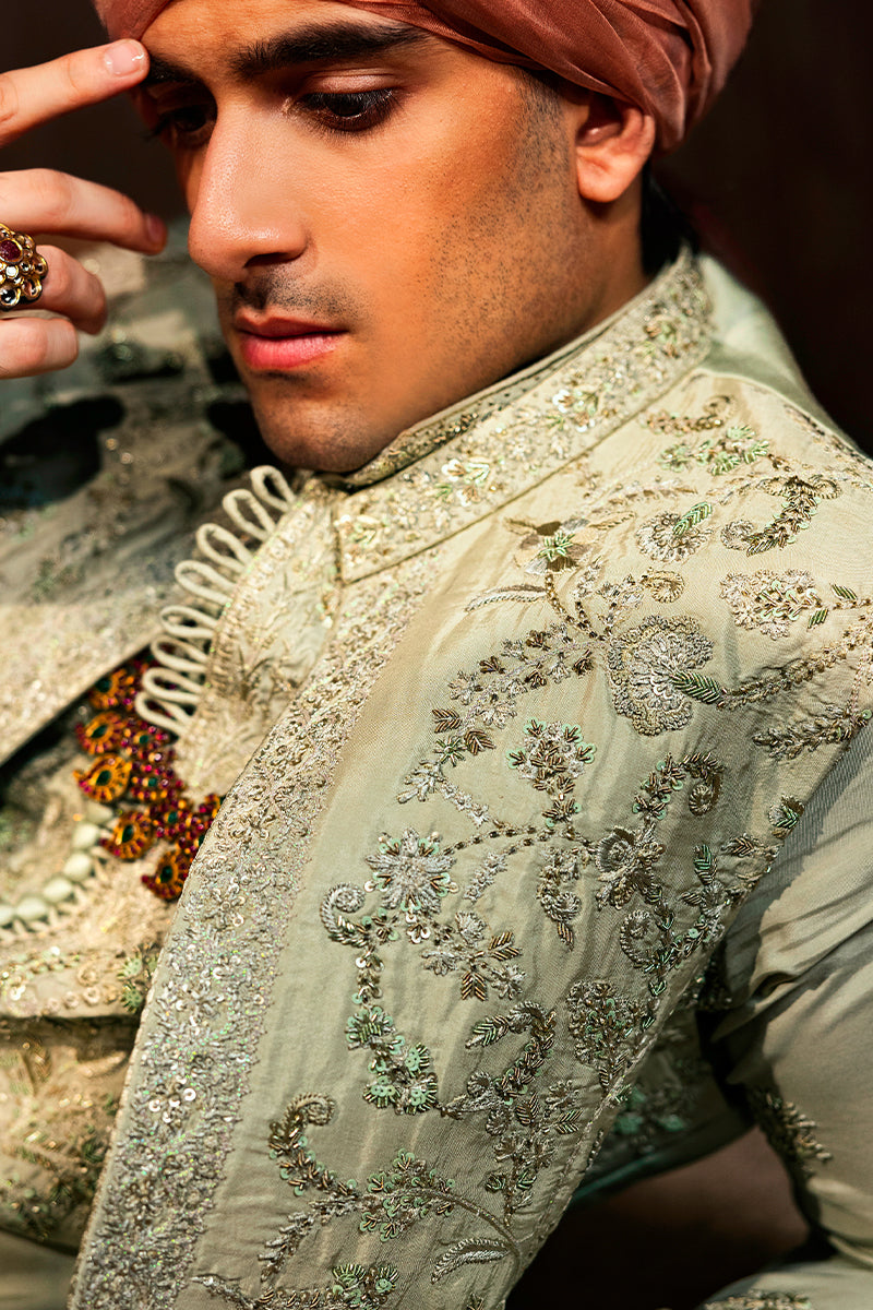 Republic By Omar Farooq | Luxury Rtw | Pastel Green Waistcoat