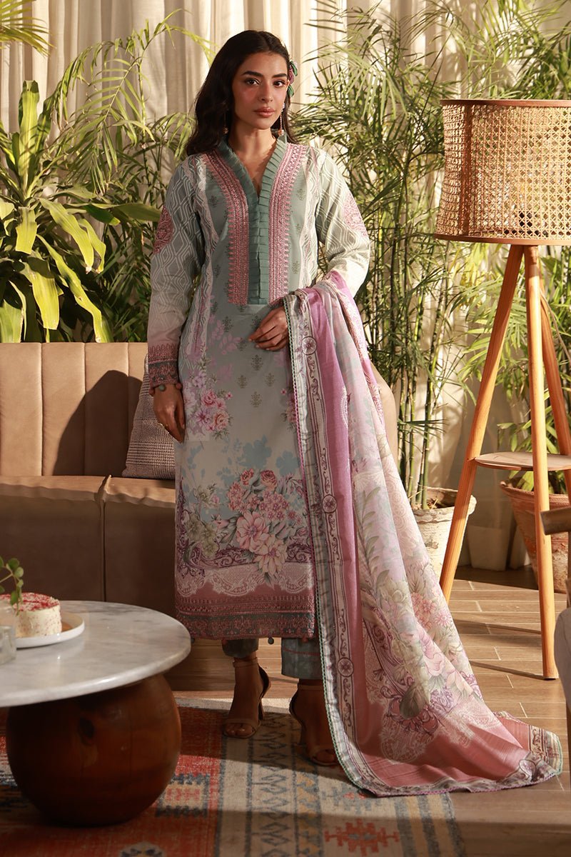 Gulaal | Delia Lawn 26 | Elys-Brand:Gulaal-Type:Ladies Clothes-Pale Mint Green-Lawn-House of Maryam- Buy in UK, USA