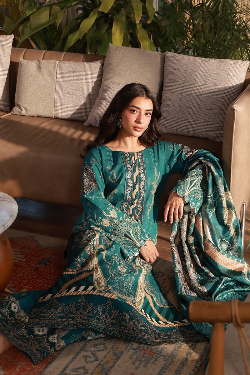 Gulaal | Delia Lawn 26 | Isla-Brand:Gulaal-Type:Ladies Clothes-Emerald Green-Lawn-House of Maryam- Buy in UK, USA